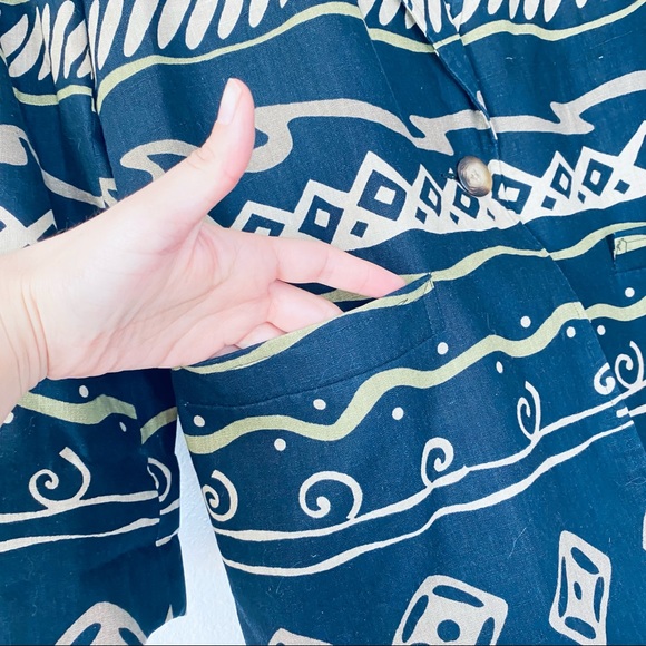 Rafaella Vintage Boho Aztec Linen Cotton Blend Single Button Oversized Blazer 10 - Picture 4 of 10